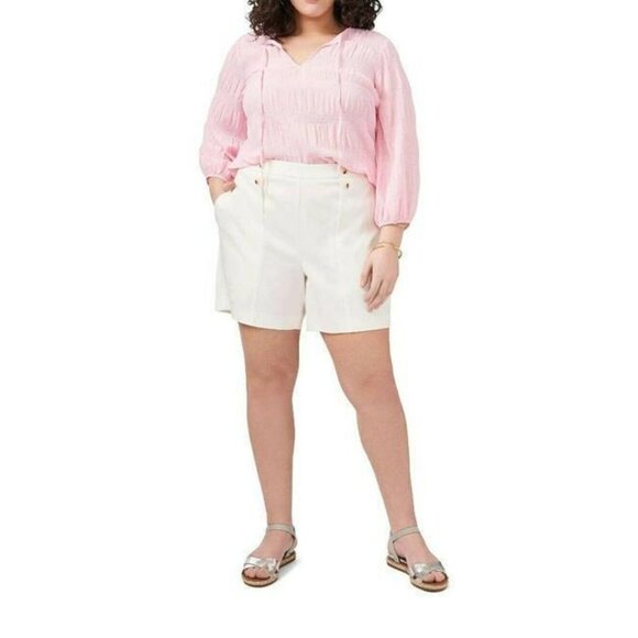Vince Camuto Women’s Plus Size Button Front Shorts Ivory Size 20w New $69 - Picture 2 of 5
